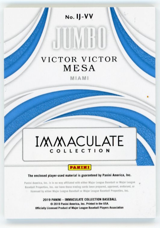 2019 Panini Immaculate Collection Victor Victor Mesa #IJ-VV - #/10 Jumbo Patch Nameplate Marlins