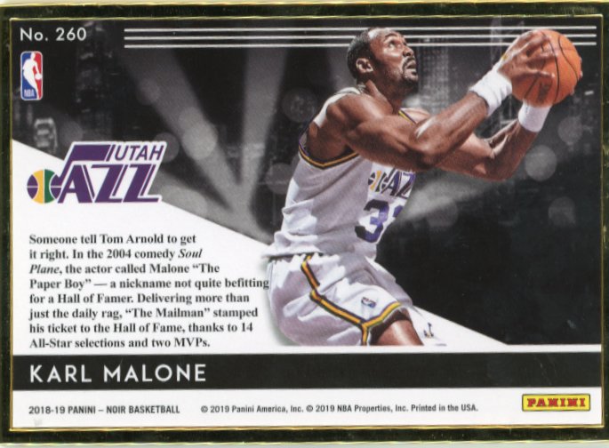 2018-19 Panini Noir Karl Malone Feature Length Gold SSP #260 - #/9 Jazz