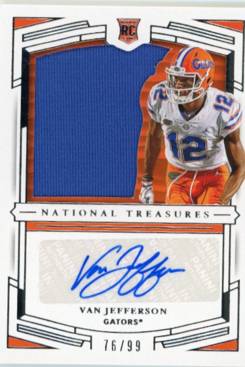 2020 Panini National Treasures Van Jefferson RC #3 - #/99 Patch Autograph Gators