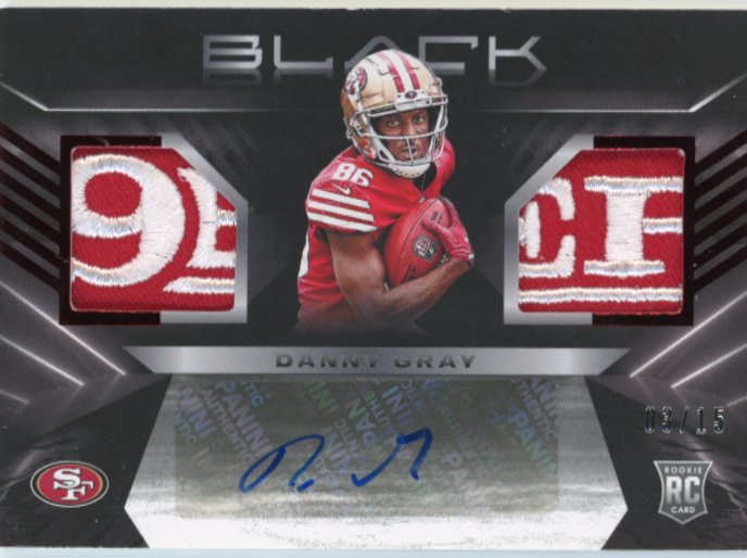 2022 Panini Black Danny Gray RC #RSM-DGR - Dual Patch Autograph #/15 49ers
