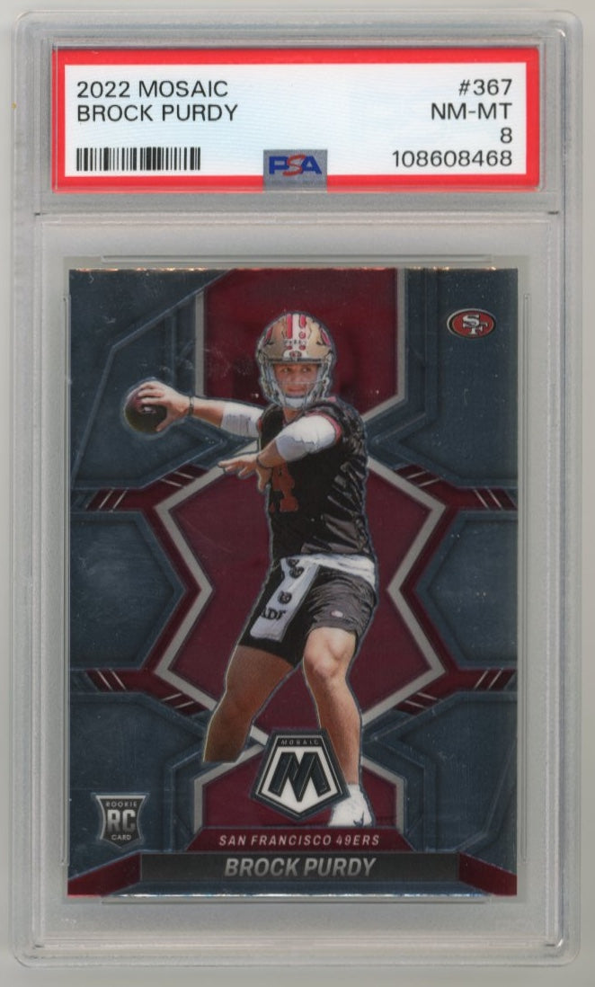 2022 Panini Mosaic Brock Purdy RC #367 - PSA 8 49ers