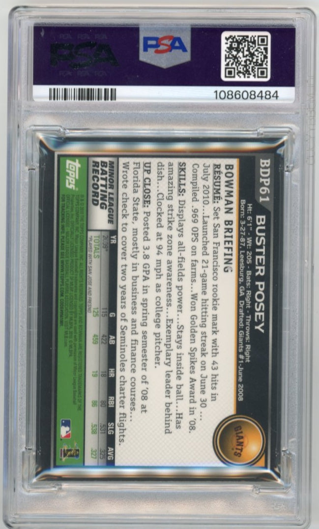 2010 Topps Bowman Buster Posey Draft Picks RC #BDP61 - Gold PSA 6 Giants