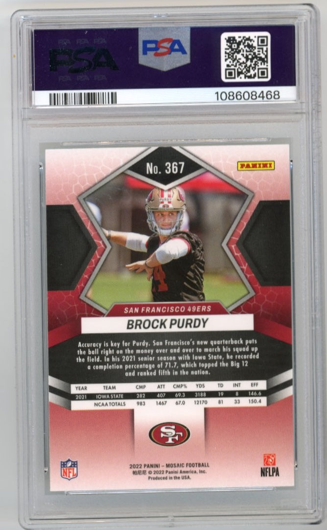 2022 Panini Mosaic Brock Purdy RC #367 - PSA 8 49ers