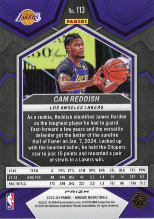 2023-24 Panini Prizm Mosaic Cam Reddish #113 - Genesis SP Lakers