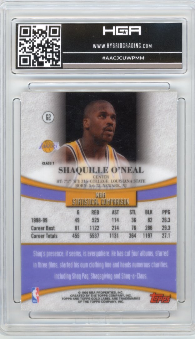 1999/00 Topps Gold Label Shaquille O'Neal - Refractor HGA 9 Lakers