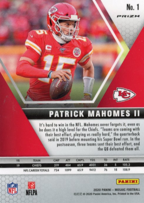 2020 Panini Mosaic Patrick Mahomes #1 - Disco Chiefs