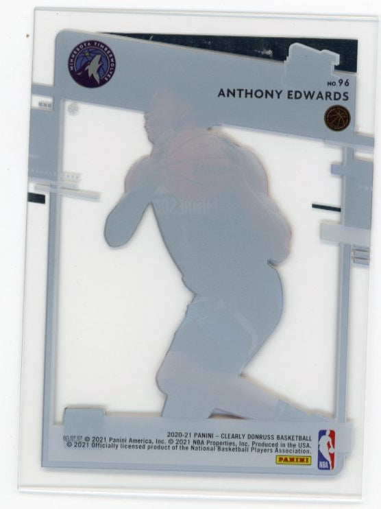 2020/21 Panini Clearly Donruss Anthony Edwards Rated Rookie RC #96 - Timberwolves