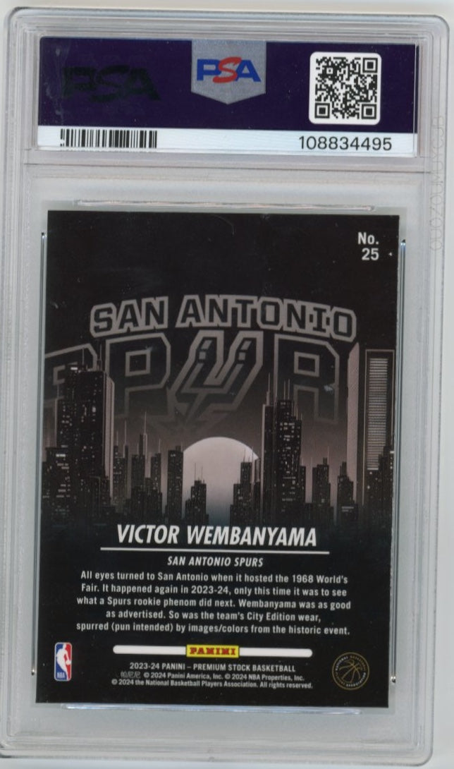 2023/24 Panini NBA Hoops Premium Stock Victor Wembanyama City Edition RC #25 - PSA 10 Spurs