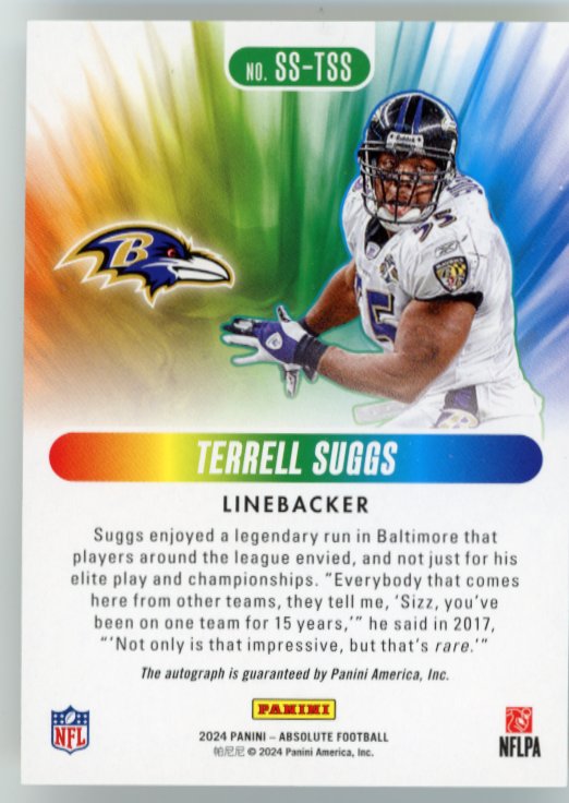 2024 Panini Absolute Terrell Suggs Spectrum #SS-TSS - Autograph #/25 Ravens