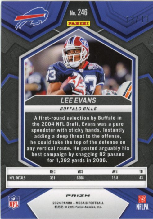 2024 Panini Mosaic Lee Evans #246 - Green Swirl #/13 Bills