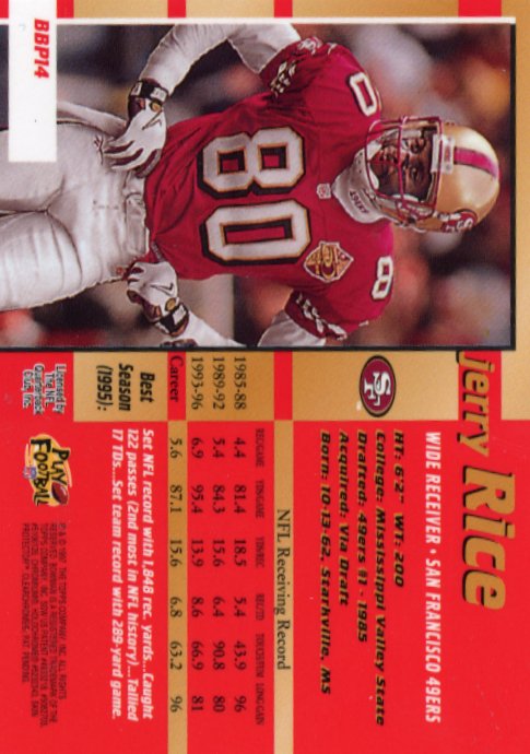 1997 Bowmans Best Jerry Rice #BBP-14 - 49ers