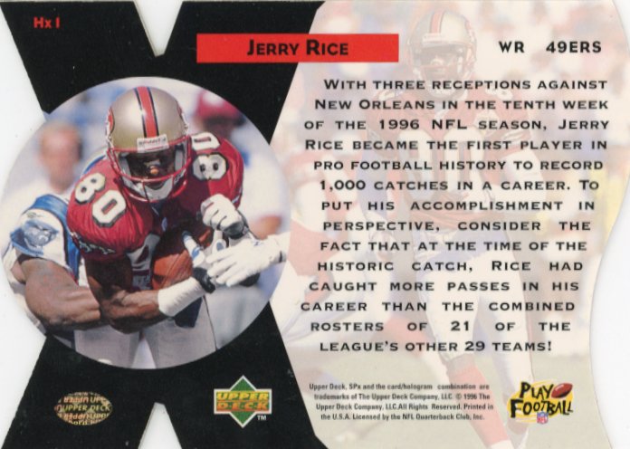 1996 Upper Deck SPx Jerry Rice Holofame #HX1 - 49ers