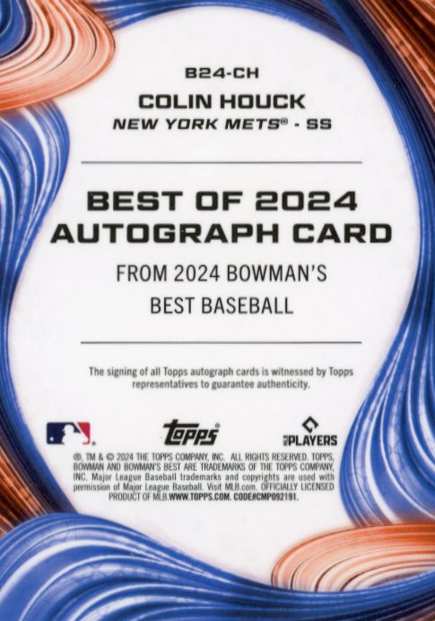 2024 Topps Bowman's Best Colin Houck #B24-CH - Autograph Green #/99 Mets