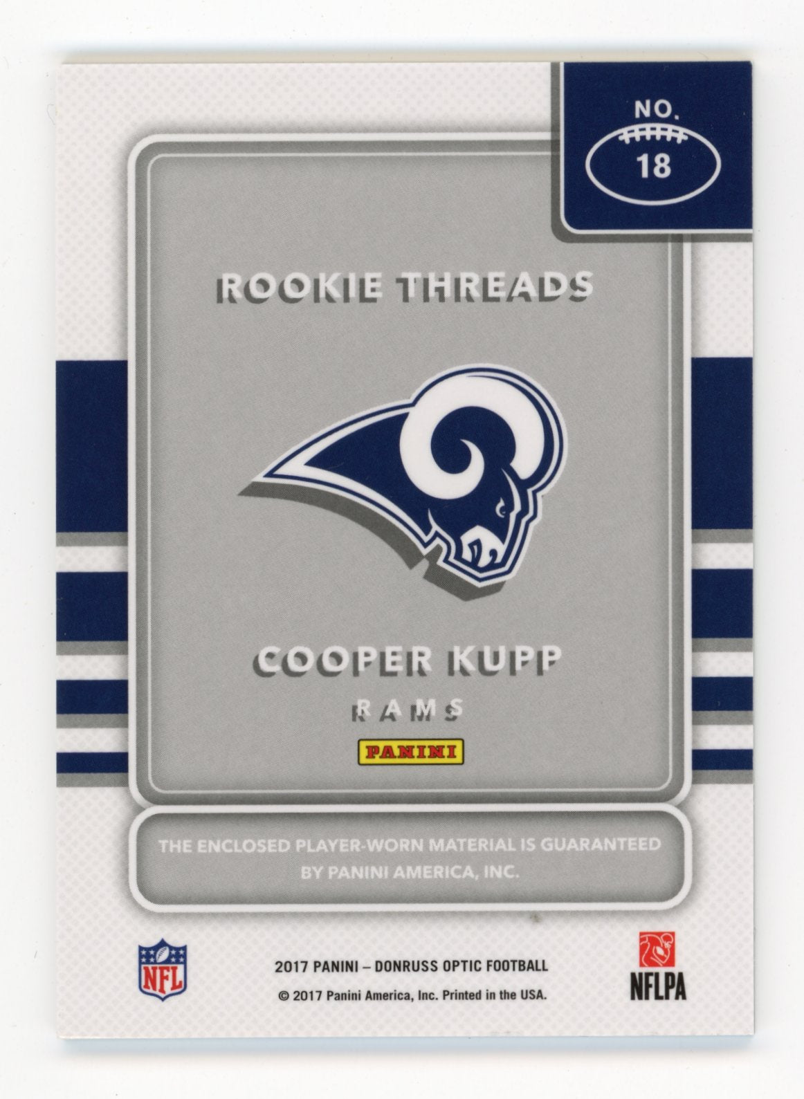 2017 Panini Donruss Optic Cooper Kupp Rookie Threads RC #18 - Relic Rams