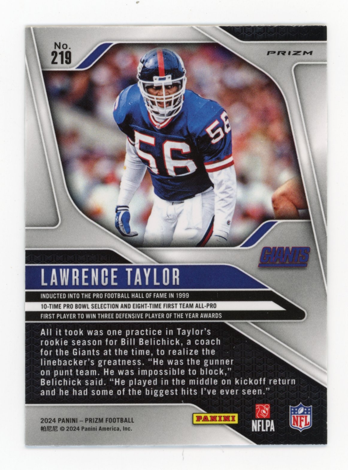 2024 Panini Prizm Lawrence Taylor #219 - Checkerboard Giants