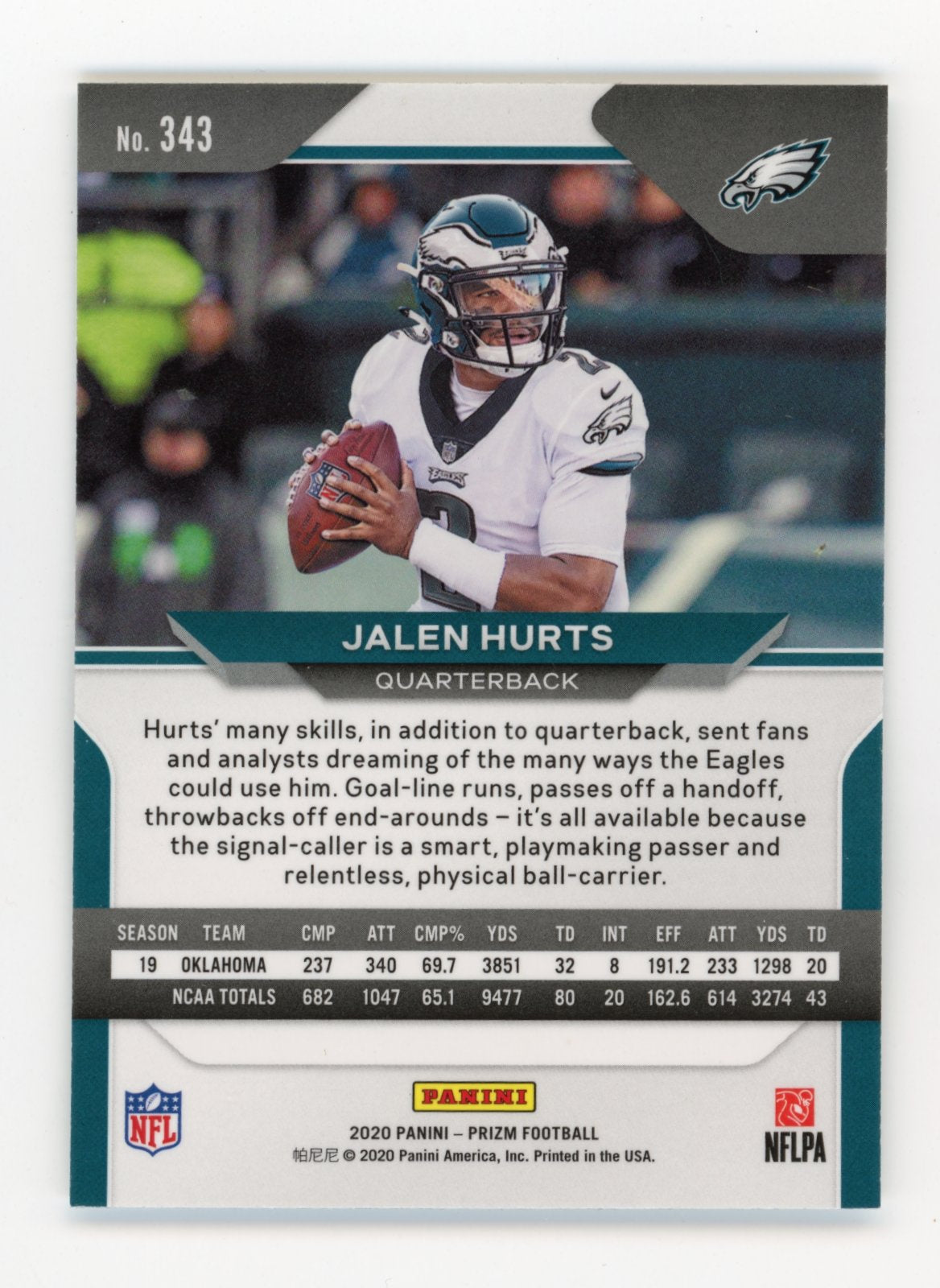 2020 Panini Prizm Jalen Hurts Rookie #343 -Eagles