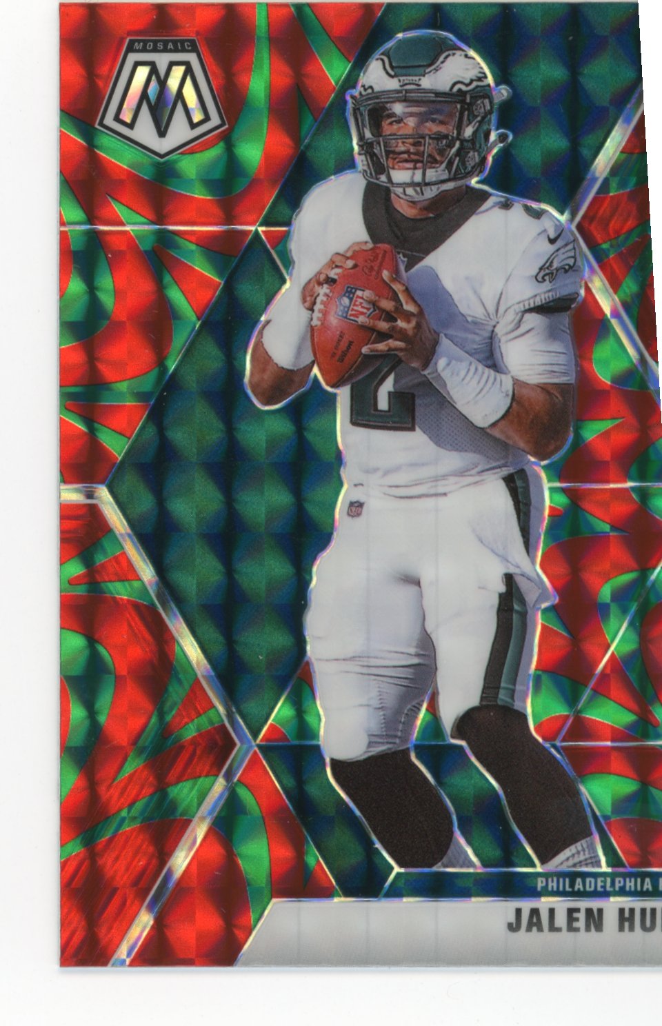 2020 Panini Mosaic Jalen Hurts RC #222 - Red Green Reactive Eagles