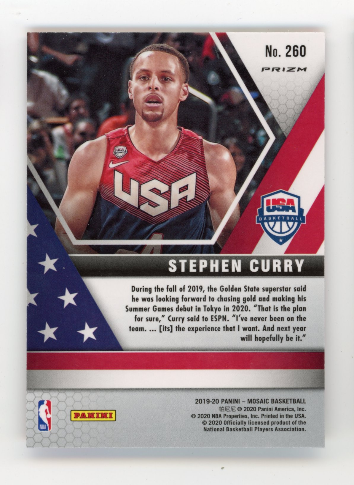 2019-20 Panini Mosaic Stephen Curry #260 - Pink Camo Warriors
