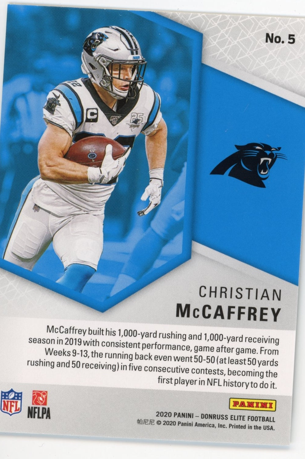 2020 Panini Donruss Elite Christian McCaffrey Spellbound #5 - Panthers