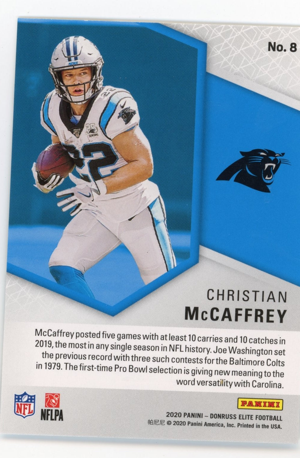 2020 Panini Donruss Elite Christian McCaffrey Spellbound #8 - Panthers