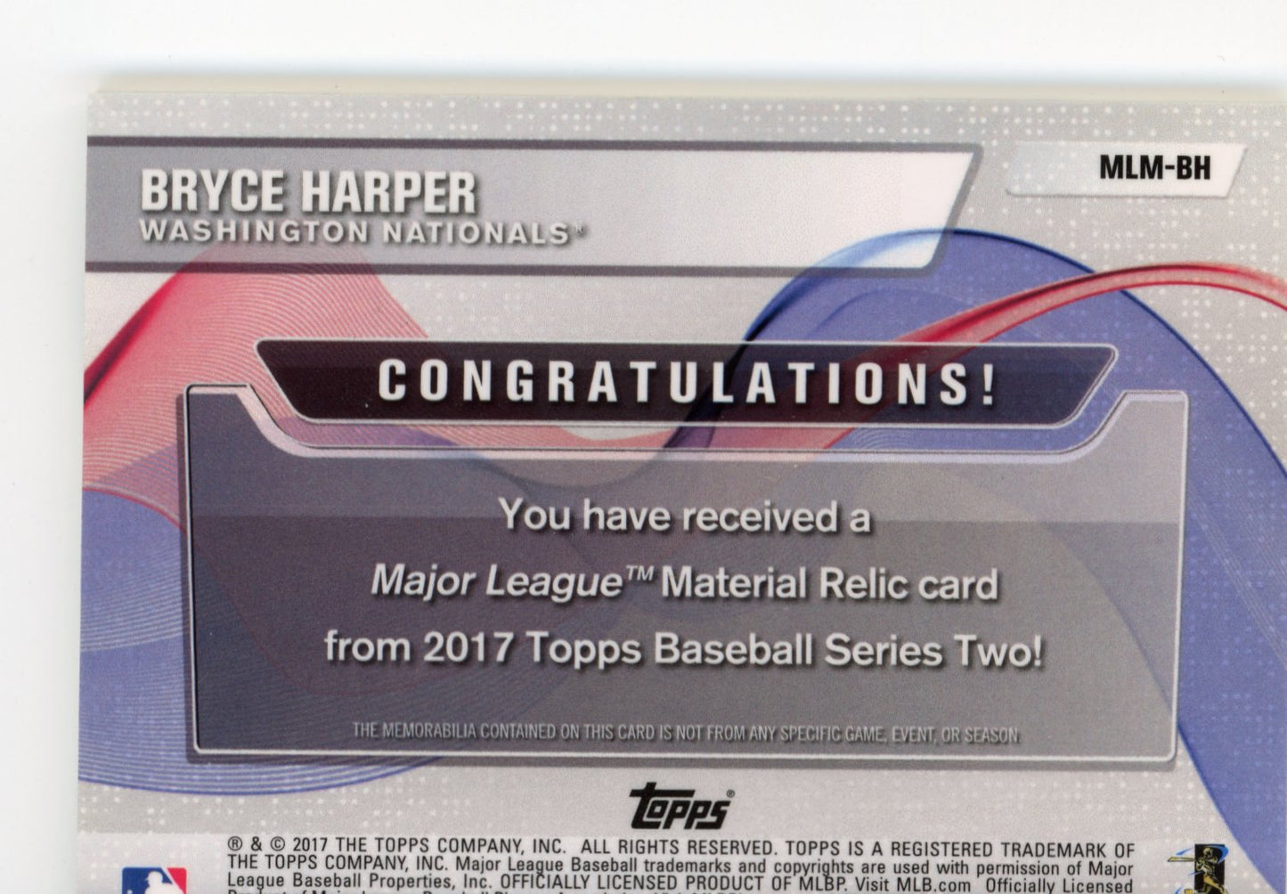 2017 Topps Bryce Harper #MLM-BH - Bat Phillies