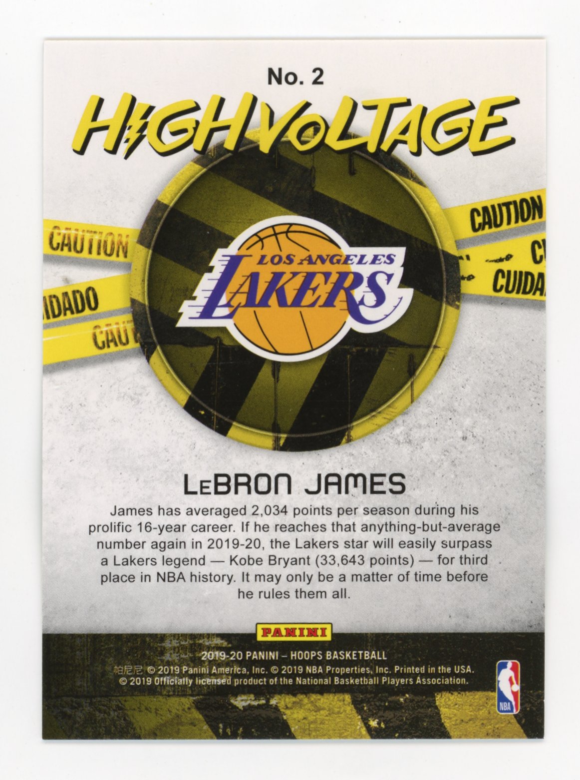 2019-20 Panini NBA Hooper LeBron James High Voltage #2 - Lakers