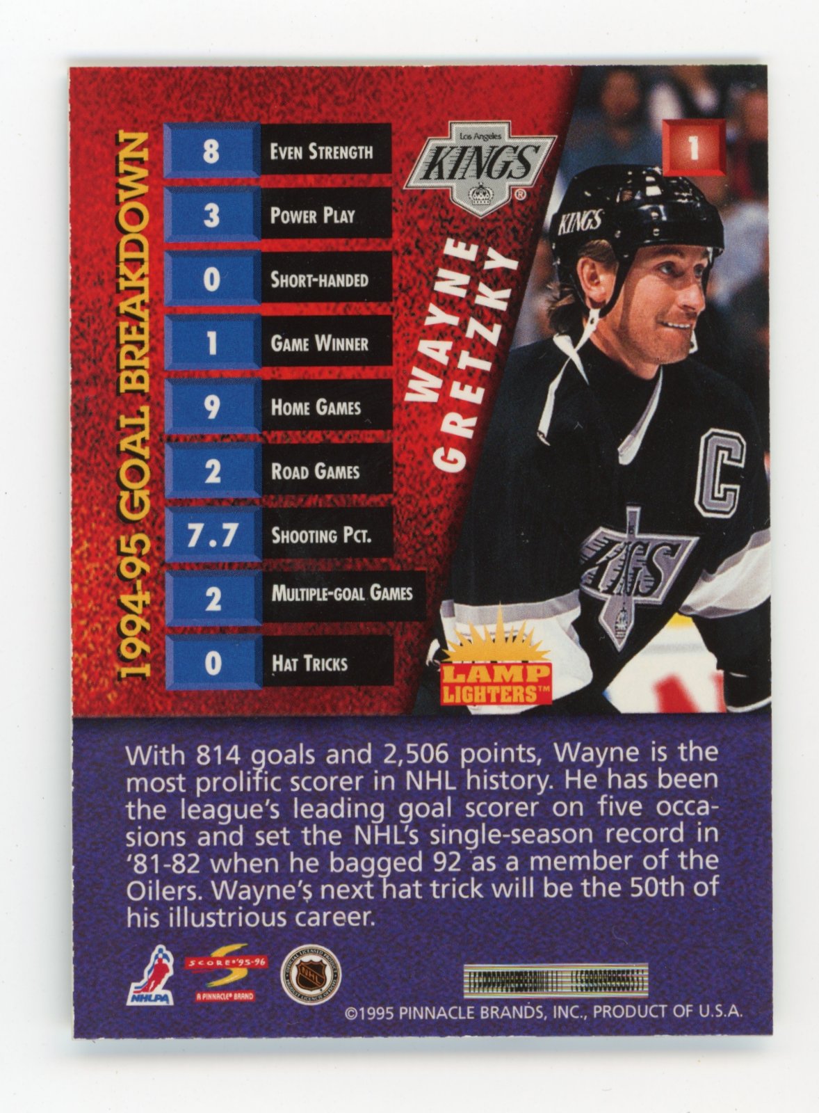 1995/96 Score Pinnacle Wayne Gretzky #1 - Shimmer Kings