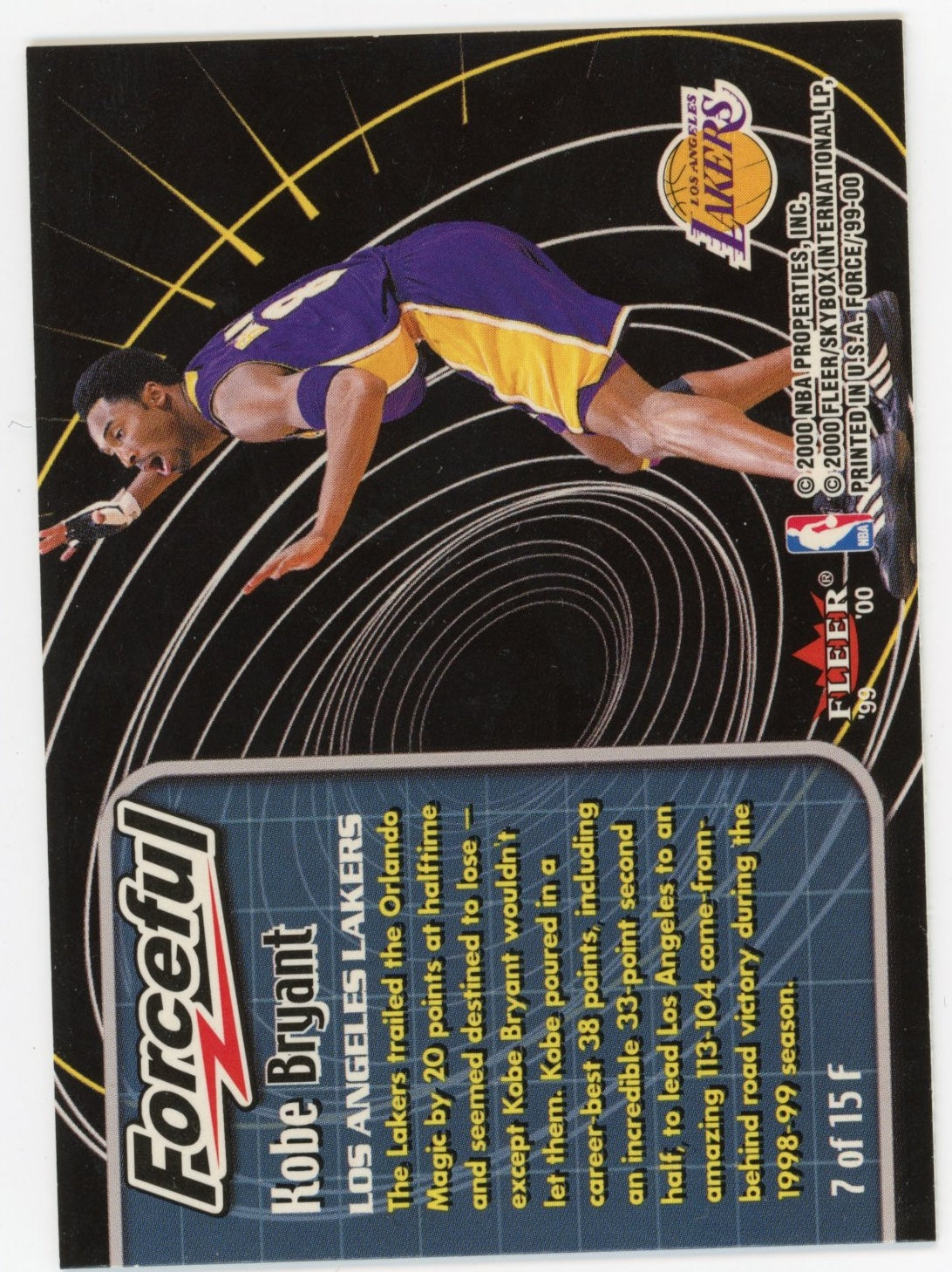 2000 Fleer Kobe Bryant Forceful #7 - Lakers