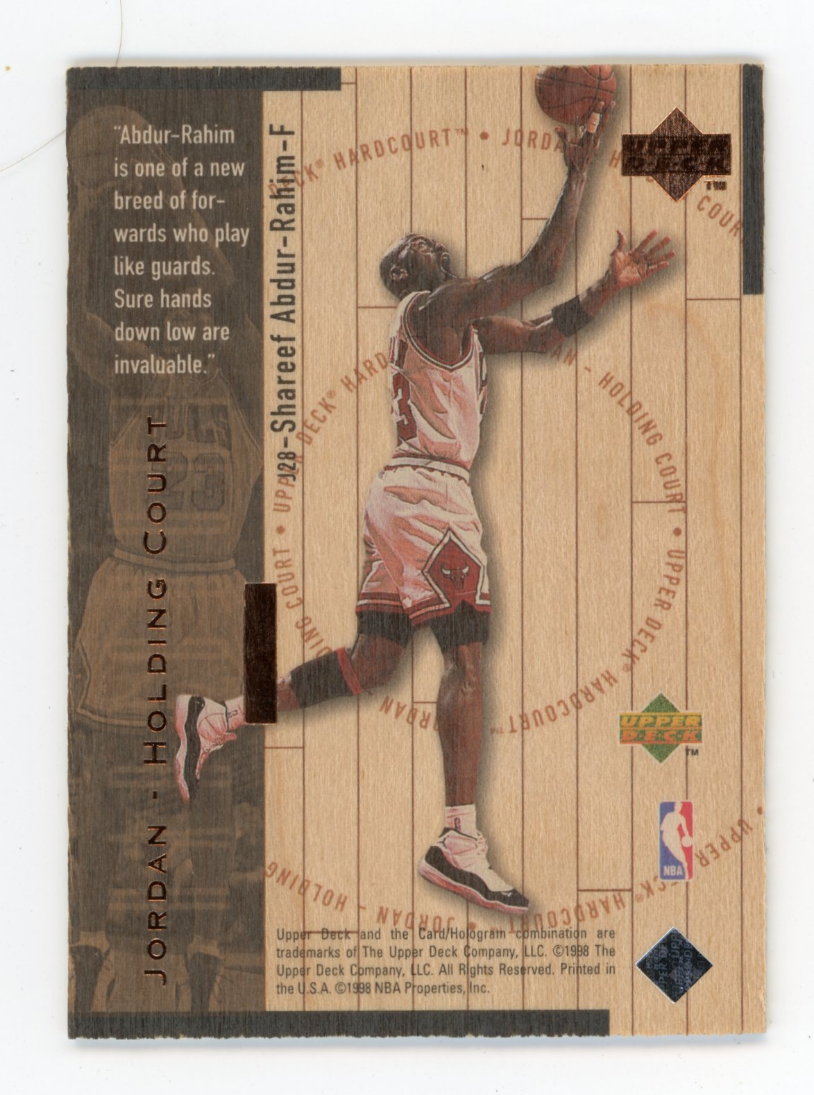 1998 Upper Deck Hardcourt Shareef Abdur-Rahim Jordan - Holding Court #J28 - #/230 Grizzlies