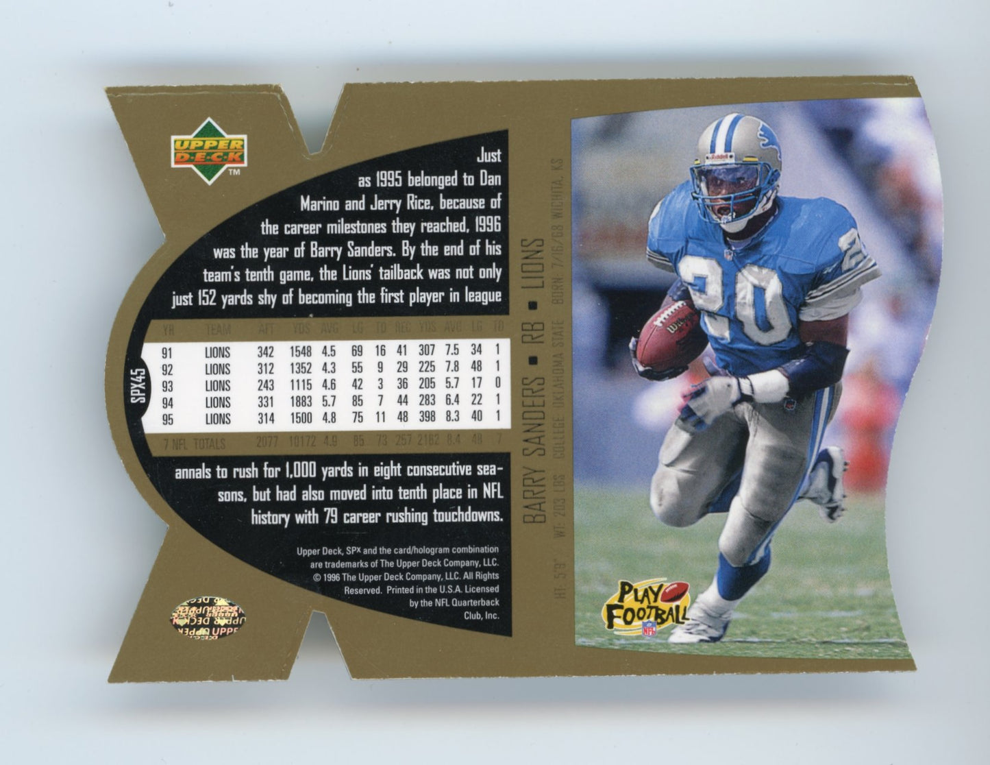 1996 Upper Deck Barry Sanders #SPX45 - Lions