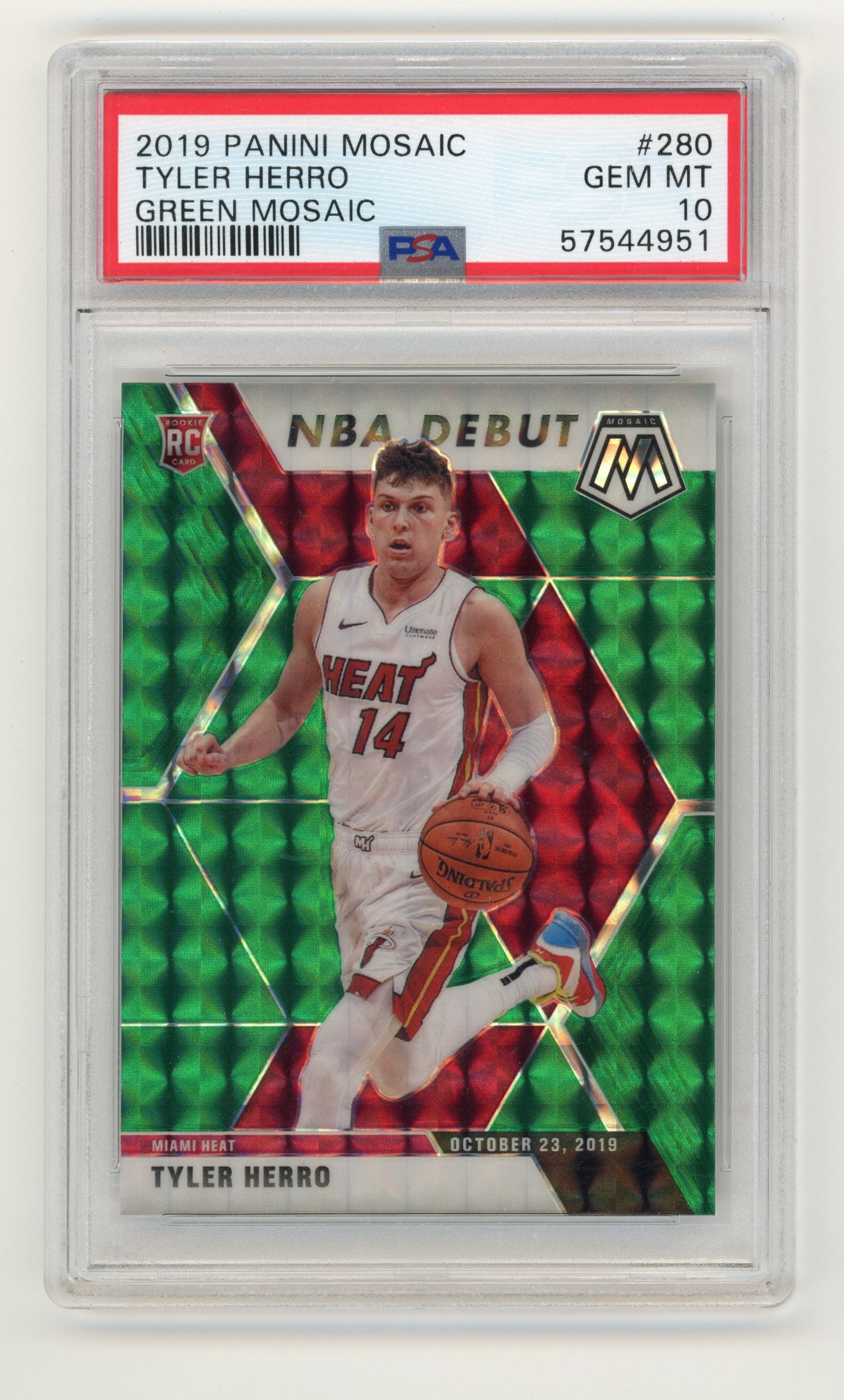 2019 Panini Mosaic Tyler Herro #280 - Green PSA 10 HEAT