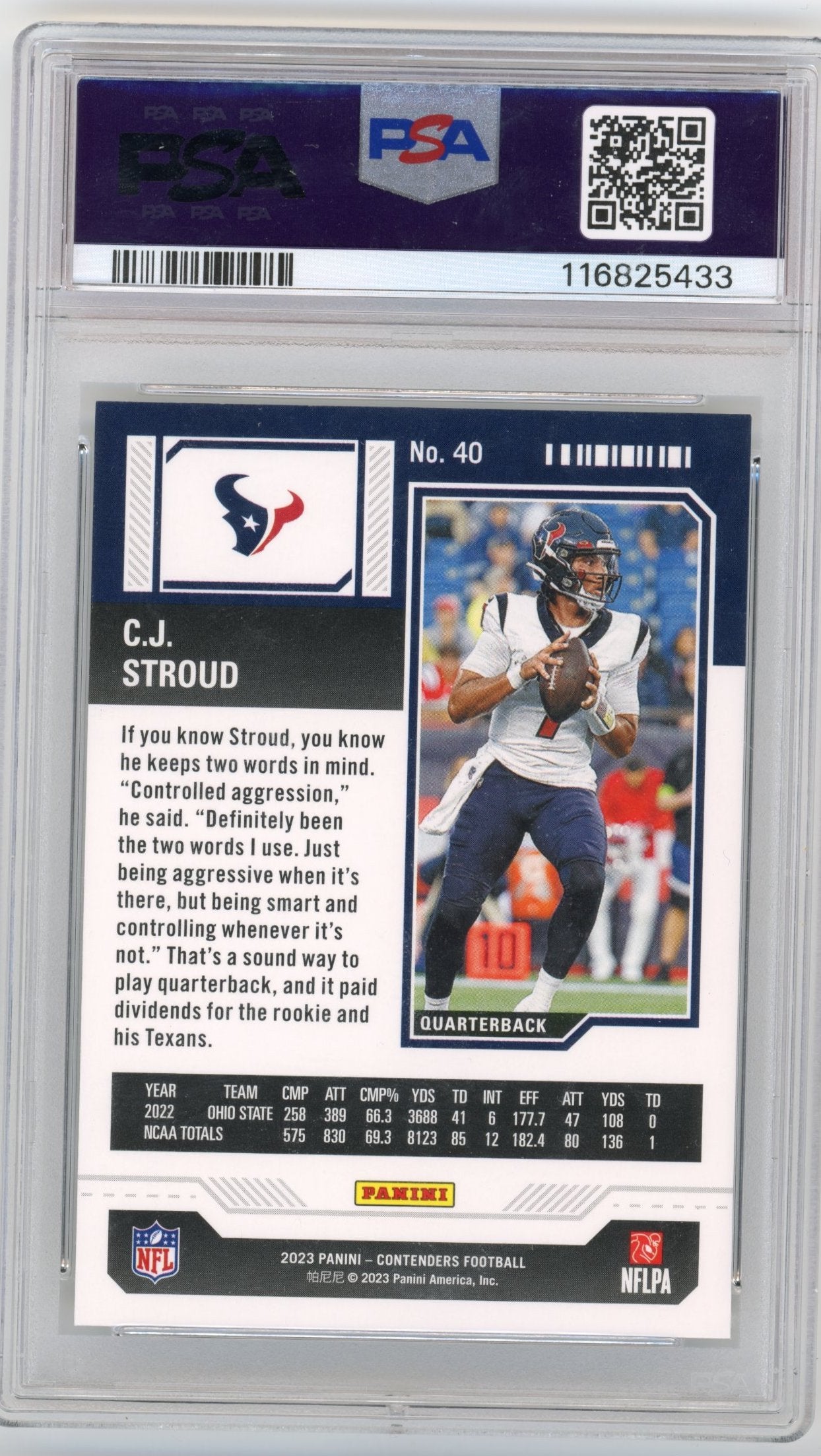 2023 Contenders CJ Stroud #40 - PSA 10 RC Retail TEXANS