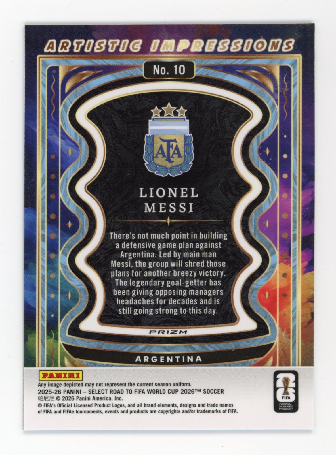 2025 Panini Select Lionel Messi Artistic Impressions #10 Argentina