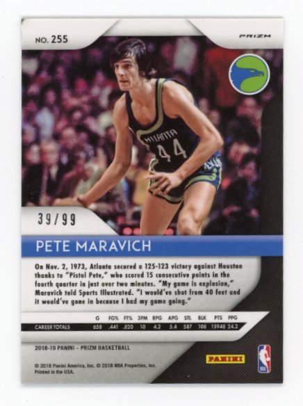 2018/19 Panini Prizm Pete Maravich #255 - #/99 Cracked Ice