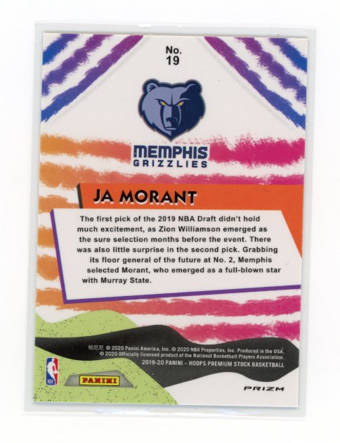 2019/20 Panini Prizm NBA Hoops Premium Stock Ja Morant RC #19 - Blue