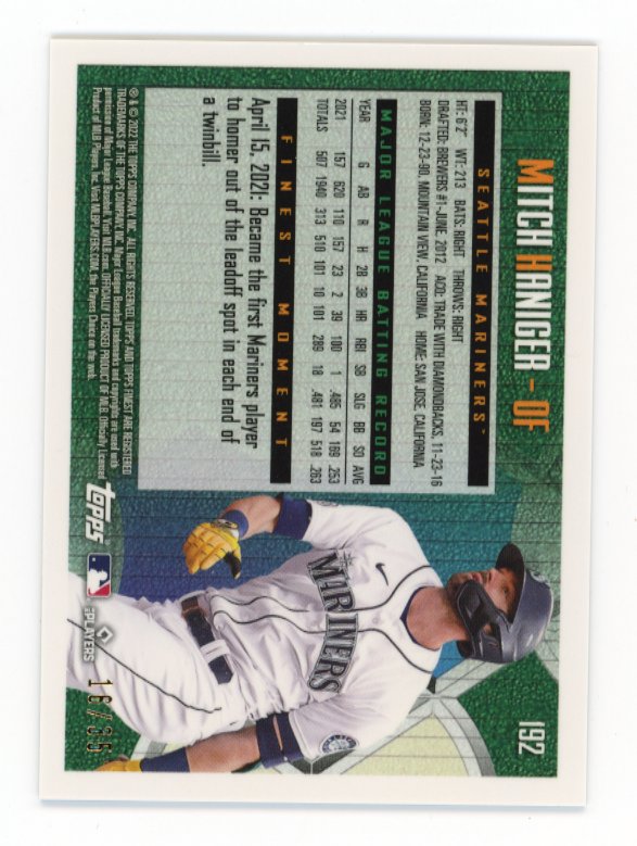 2022 Topps Finest Mitch Haniger #192 - #/35 Hyper