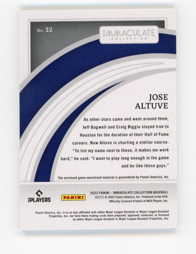 2022 Panini Immaculate Jose Altuve #32 - #/10 Patch