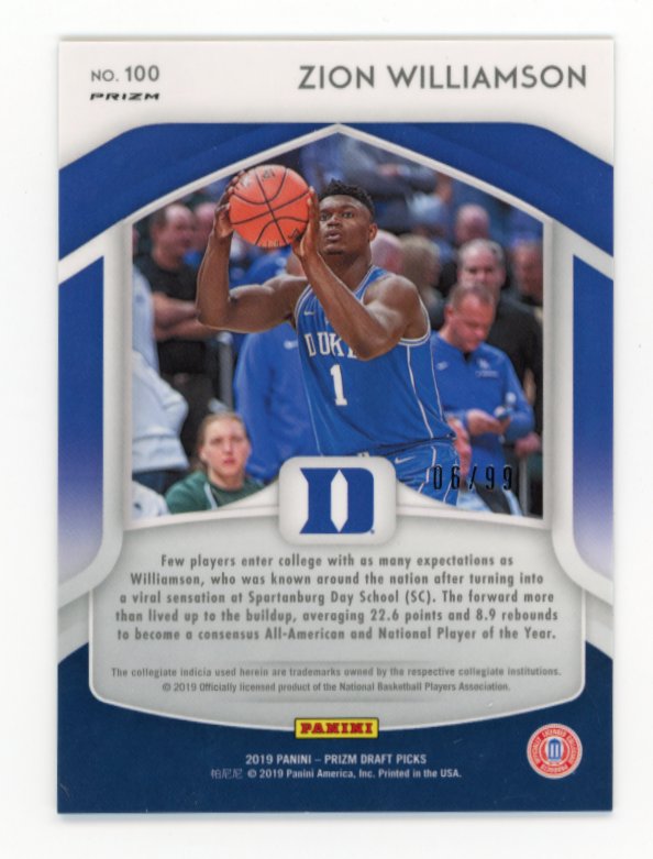 2019 Panini Prizm Zion Williamson All-American #100 - #/99