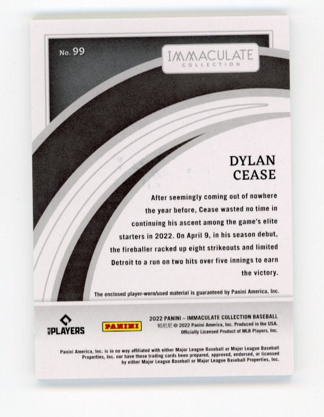 2022 Panini Immaculate Collection Dylan Cease #99 - #/10 Patch