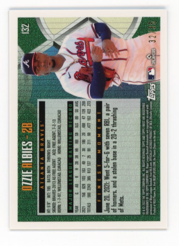 2022 Topps Finest Ozzie Albies #132 - #/35 Hyper