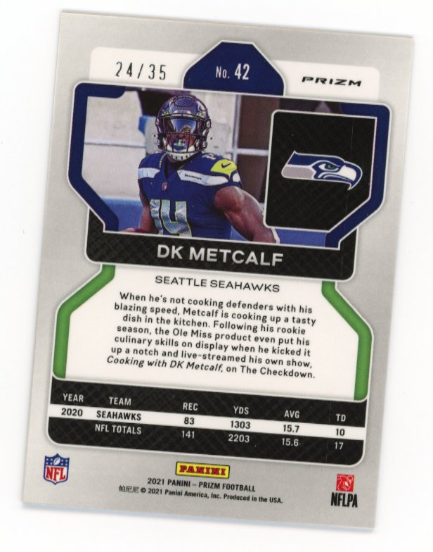 2021 Panini Prizm DK Metcalf #42 - #/35 Red Shimmer