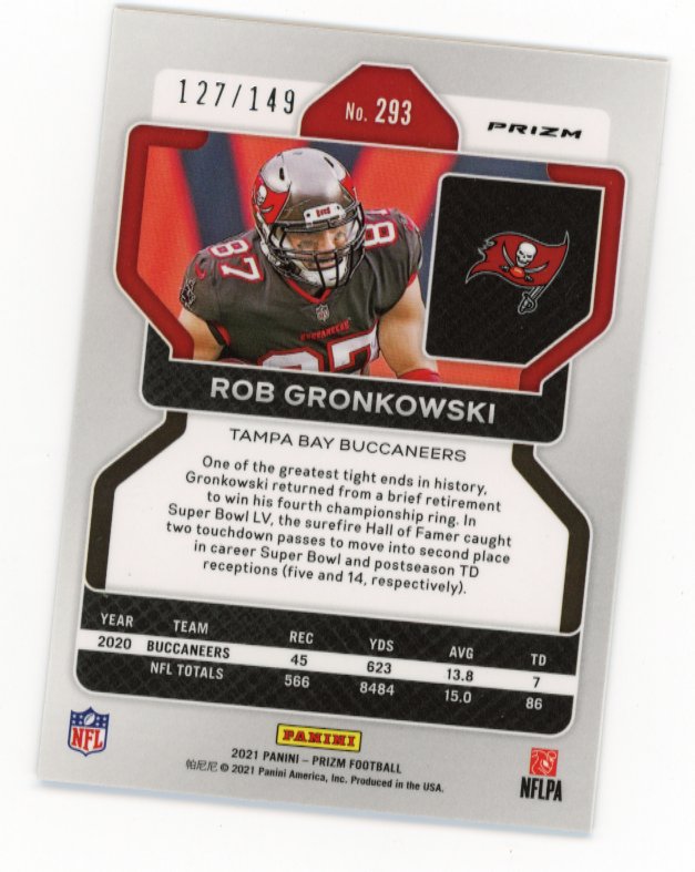 2021 Panini Prizm Rob Gronkowski #293 - #/149 Red Wave