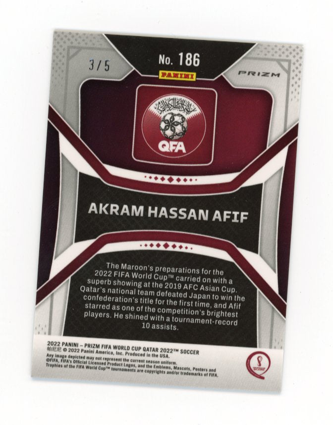 2022 Panini Prizm FIFA World Cup Qatar Akram Hassan Afif RC #186 - #/5 Shimmer