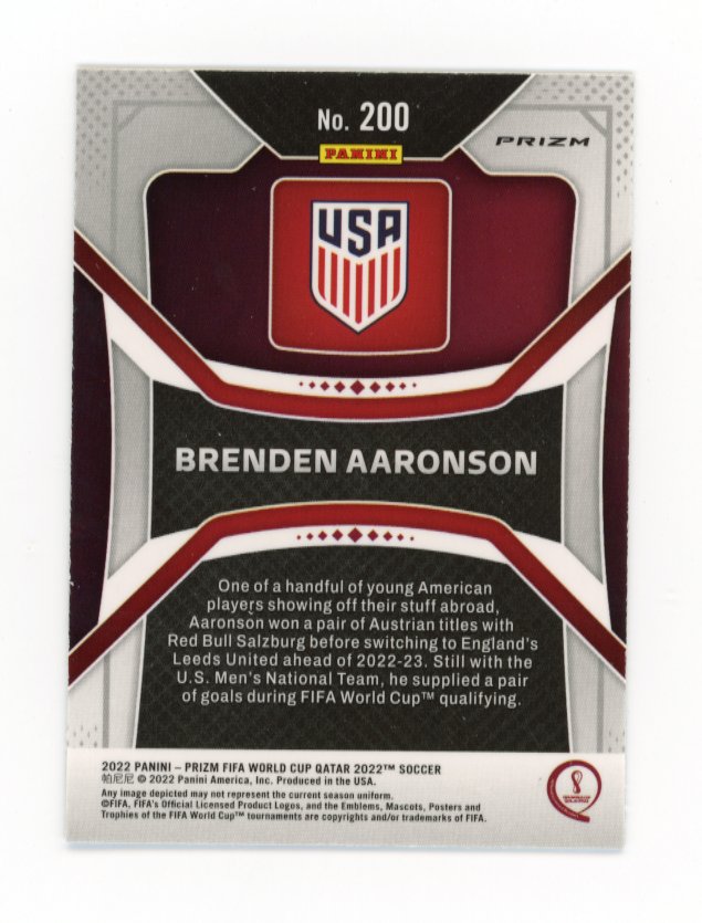 2022 Panini Prizm FIFA World Cup Qatar Brenden Aaronson #200 - Hyper
