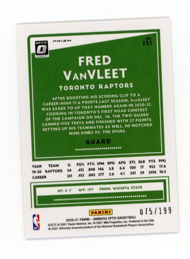 2020/21 Panini Donruss Optic Fred VanVleet #/199 Orange