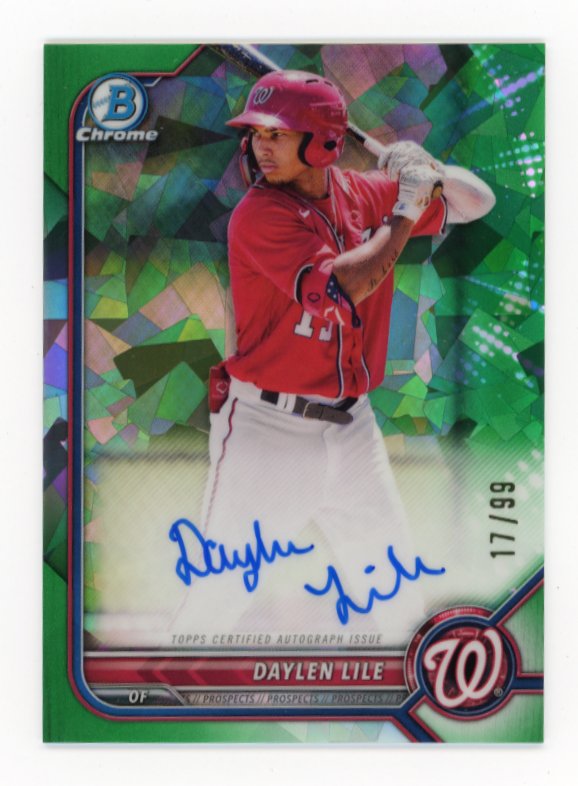 2022 Bowman Chrome Daylen Lile RC #CPA-DL - Green Atomic Autograph