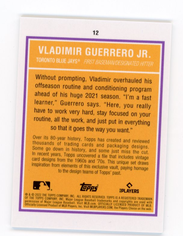 2022 Topps Brooklyn Collection Vladimir Guerrero Jr. #12 - Black #/75