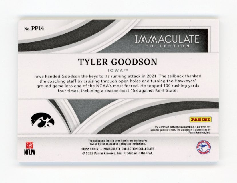 2022 Panini Immaculate Collection Tyler Goodson RC #PP14 - Patch Autograph #/25