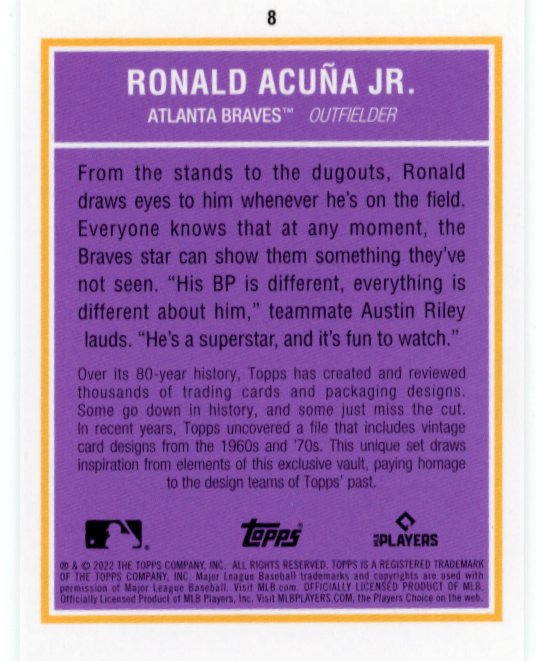 2022 Topps Brooklyn Collection Ronald Acuna Jr #8 - Black #/75