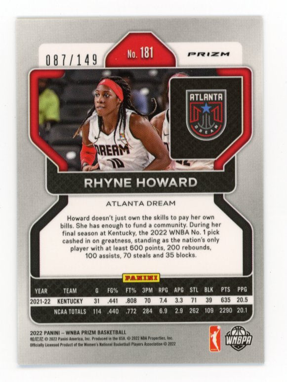 2022 Panini Prizm Rhyne Howard RC #181 - Blue Prizm #/149